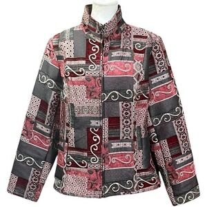Molly And Maxx Artsy Boho Retro Patchwork Jacket Light‎ weight Full Zip XL